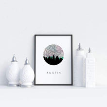 Load image into Gallery viewer, Austin, Texas City Skyline With Vintage Austin Map