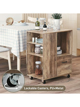 Load image into Gallery viewer, Mobile Wood Office Storage Cabinet With Drawers And Shelves For Home Office