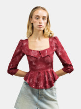 Load image into Gallery viewer, Mari Top / Ruby Red + Alabaster Cotton Toile