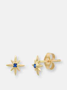 "Celestial" 14K Gold Tiny North Star Stud Earrings With Diamonds, Rubies, Sapphires