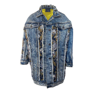 Brocade And Rhinestones Embellished Denim Jacket