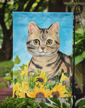 Load image into Gallery viewer, American Shorthair Brown Tabby in Sunflowers Garden Flag 2-Sided 2-Ply