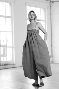 Strap Wide Leg Linen Tencel Jumpsuit