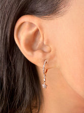 Load image into Gallery viewer, Star Bezel Duo Diamond Hoop Earrings In Sterling Silver