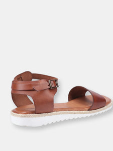 Womens/Ladies Gina Leather Flat Sandals - Tan