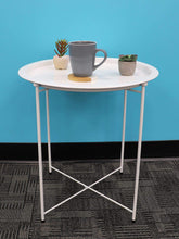Load image into Gallery viewer, Foldable Round Multi-Purpose Side Accent Metal Table, Matte White
