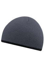 Load image into Gallery viewer, Unisex Two-Tone Knitted Winter Beanie Hat - Graphite Grey/Black