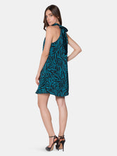 Load image into Gallery viewer, Tie Neck Printed Mini Dress