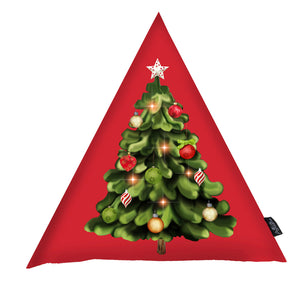 Christmas Tree Decorative Single Throw Pillow 16" x 19" White & Red Triangle For Couch, Bedding