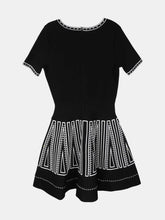 Load image into Gallery viewer, Carolina Herrera Women&#39;s Black Multi Short Sleeve V-Neck Fit and Flare Dress