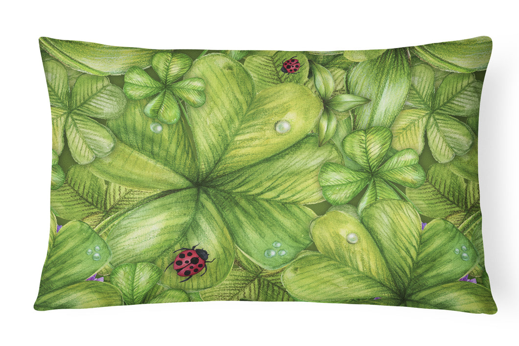 12 in x 16 in  Outdoor Throw Pillow Shamrocks and Lady bugs Canvas Fabric Decorative Pillow