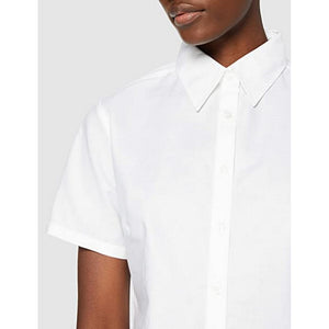 Fruit Of The Loom Ladies Lady-Fit Short Sleeve Oxford Shirt (White)