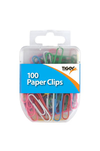 Tiger Stationery Paper Clips (Pack of 100) (Multicolored) (One Size)