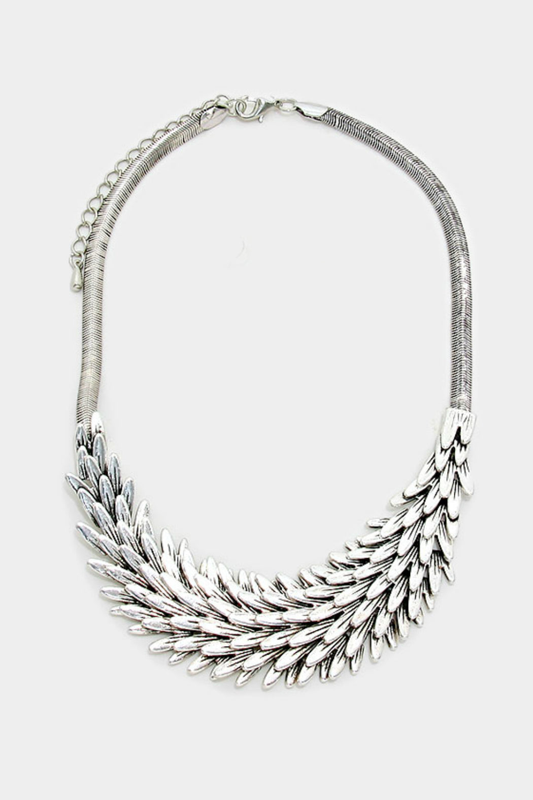 Antique Silver Feathered Necklace