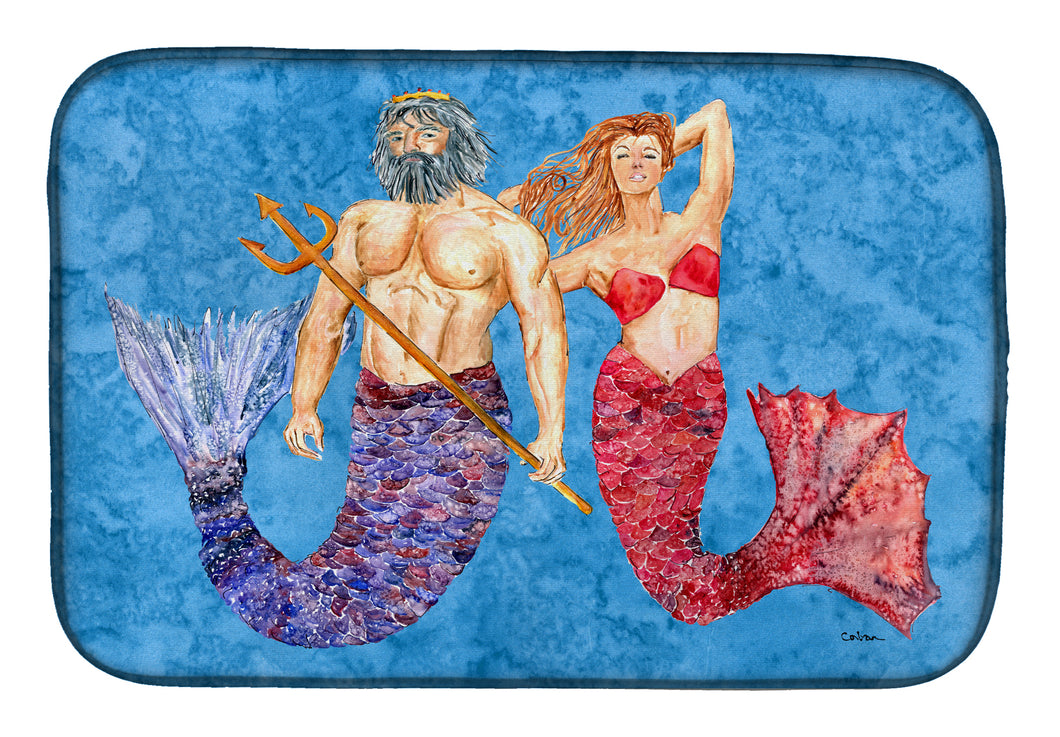 14 in x 21 in Mermaid and Merman Dish Drying Mat