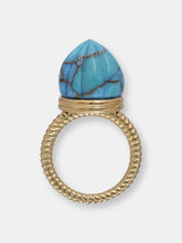 Load image into Gallery viewer, Summer Nights Turquoise Single Stone Ring &amp; Pendant In 14K Yellow Gold Plated Sterling Silver