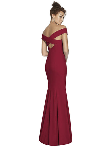 Off-the-Shoulder Criss Cross Back Trumpet Gown - 3012