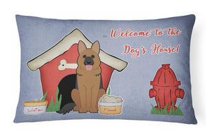 12 in x 16 in  Outdoor Throw Pillow Dog House Collection German Shepherd Canvas Fabric Decorative Pillow