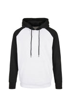 Load image into Gallery viewer, Build Your Brand Mens Basic Raglan Hoodie (White/Black)