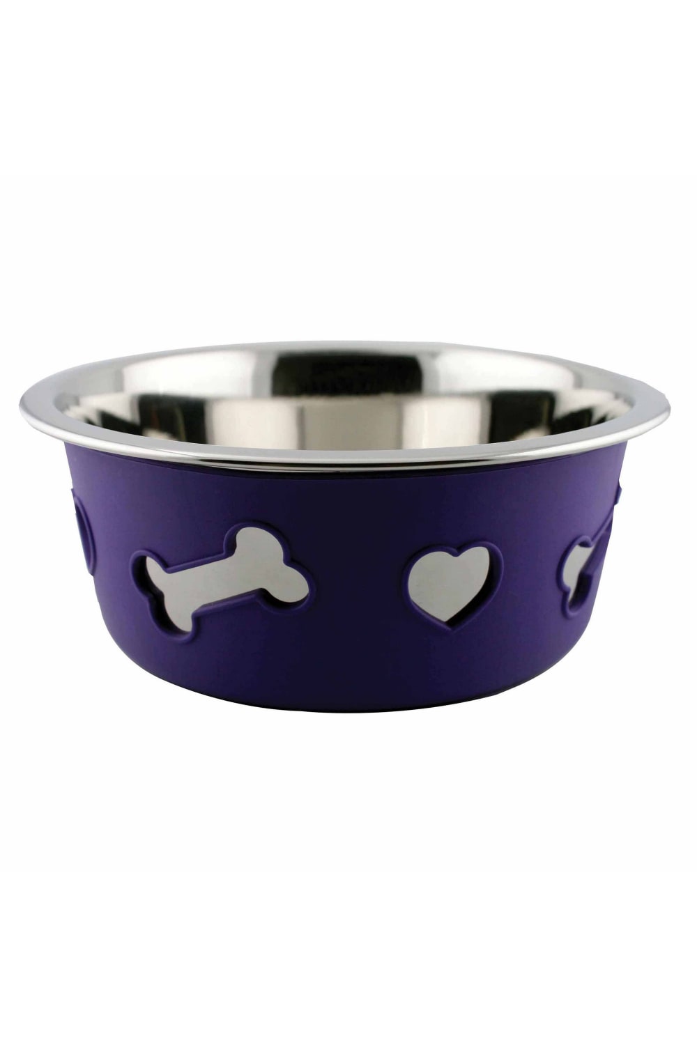 Weatherbeeta Non-slip Stainless Steel Bone Dog Bowl (Dark Purple) (6.3in)