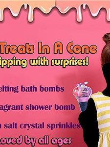Ice Cream Cone Aromatherapy Bath Bombs & Shower Steamers Relaxation Set. Natural Moisturizing Bath Bombs With Essential Oils With Cleansing & Detoxing Bath Salts