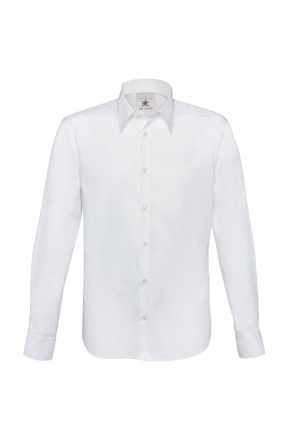 B&C Mens London Long Sleeve Poplin Shirt (White)