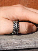 Load image into Gallery viewer, Born Drifter Black Rhodium Plated Sterling Silver Tire Tread Black Diamond Band Ring