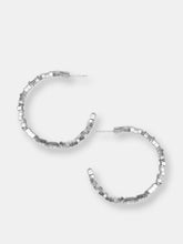 Load image into Gallery viewer, Silver Square Beaded Hoop Earring