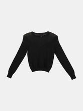 Load image into Gallery viewer, Autumn Cashmere Women&#39;s Black Shadow Stripe Crew Pullover