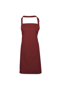 Premier Ladies/Womens Colours Bip Apron With Pocket / Workwear (Burgundy) (One Size)