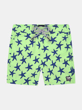 Load image into Gallery viewer, Boys Fresh Green + Blue Starfish Swim Shorts