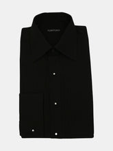 Load image into Gallery viewer, Tom Ford Men&#39;s Black Pleated Tuxedo Shirt Casual Button-Down