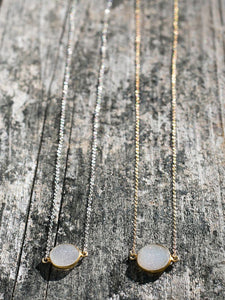 Mrs. Parker Simple Chain Necklace in White Druzy