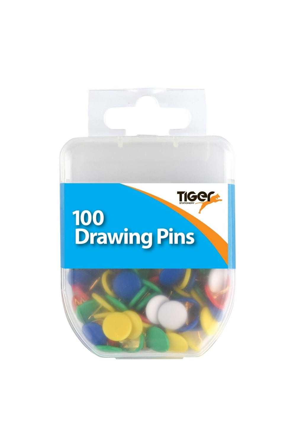 Tiger Stationery Essential Flat Drawing Pins (Pack of 100) (Multicolored) (One Size)