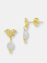 Load image into Gallery viewer, Butterfly &amp; Pearl Stud Earrings