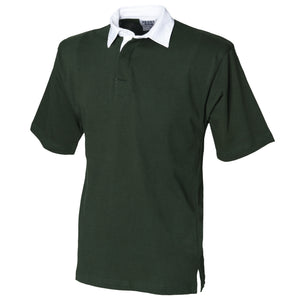 Front Row Short Sleeve Sports Rugby Polo Shirt (Bottle Green)