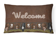Load image into Gallery viewer, 12 in x 16 in  Outdoor Throw Pillow Welcome Mat with Cows Canvas Fabric Decorative Pillow