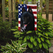 Load image into Gallery viewer, 11 x 15 1/2 in. Polyester Schipperke Dog American Flag Garden Flag 2-Sided 2-Ply