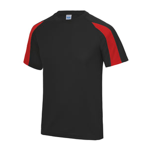 Just Cool Kids Big Boys Contrast Plain Sports T-Shirt (Jet Black/Fire Red)