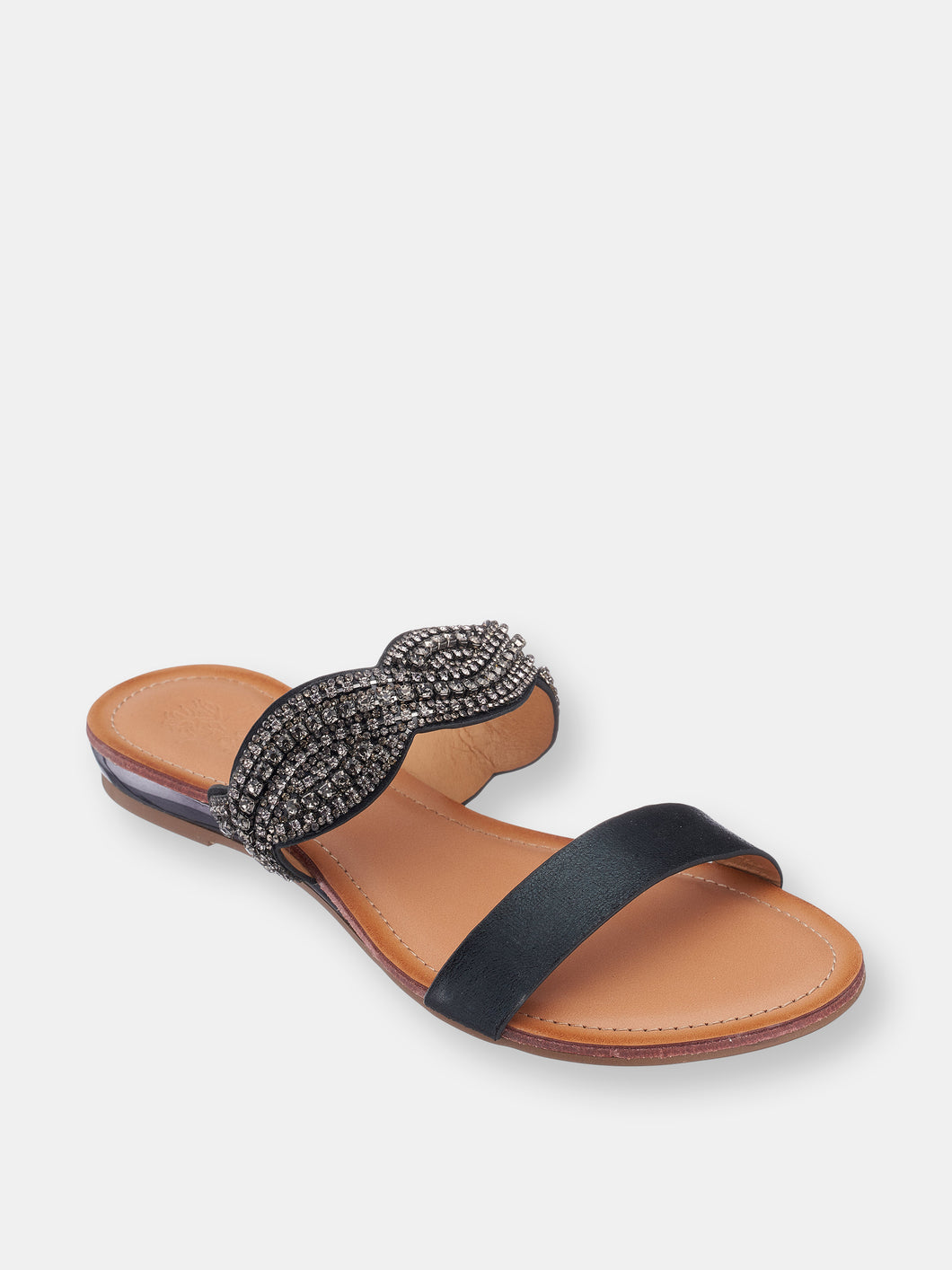 Jacey Black Flat Sandals