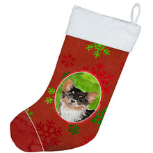 Load image into Gallery viewer, Christmas Snowflakes Long Haired Chihuahua Christmas Stocking