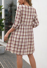 Load image into Gallery viewer, Round Neck Plaid Dress