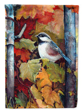 Load image into Gallery viewer, 11 x 15 1/2 in. Polyester Fence Sitter Chickadee Garden Flag 2-Sided 2-Ply