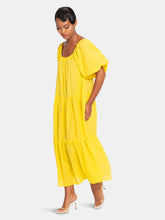Load image into Gallery viewer, Rosemary Dotted Cotton Dress In Sunflower Yellow