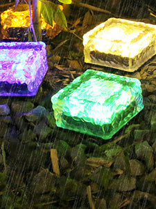 4 pks Solar Ice Cube Changing Color Groupe Walkway Pathway Home Garden Decor