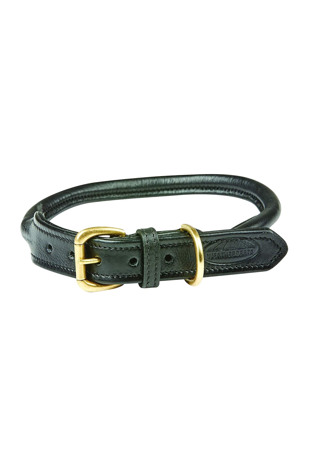 Weatherbeeta Rolled Leather Dog Collar (Black) (XS)