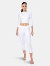 Load image into Gallery viewer, White Tank Top 3/4 With Long Sleeves And Ramage Print