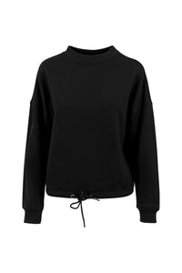 Build Your Brand Womens/Ladies Oversize Crew Neck Sweatshirt (Black)