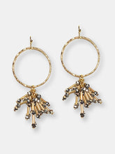 Load image into Gallery viewer, Gold Hoop Dangle Earring with Grey Crystal Bead Drops