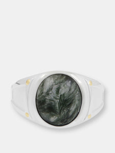Seraphinite Iconic Stone Signet Ring in Sterling Silver
